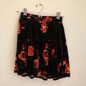 GARAGE Velvet Floral Skater Skirt